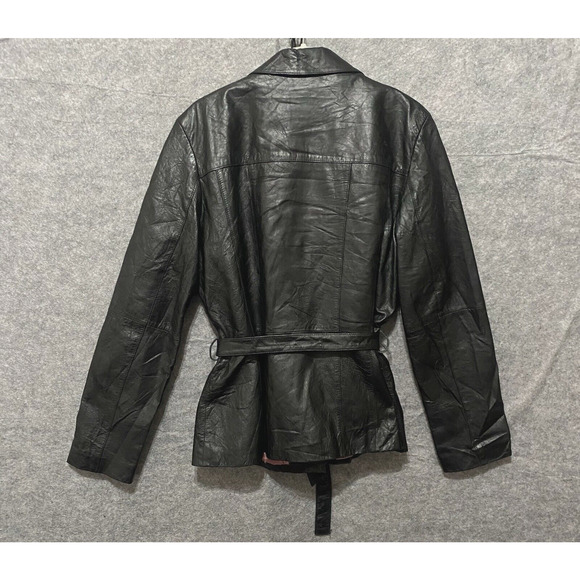 Wilsons Maxima Leather Jacket Womens Sz L Black Belted Lined Thinsulate SEE NOTE - Picture 3 of 9